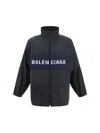 Balenciaga Oversized Logo-print Colour-block Shell Jacket In Black