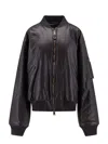Balenciaga Black Leather Bomber Jacket In Black