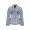 Balenciaga Light Blue Denim Hourglass Jacket In Blue