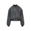 Balenciaga Distressed Bomber Jacket Long Sleeves Pockets In Blue