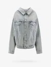 Balenciaga Off Shoulder Light Blue Denim Jacket In Blue
