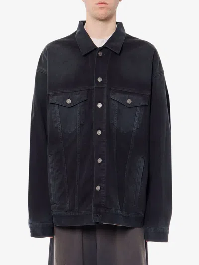 Balenciaga Deconstructed Denim Jacket In Black