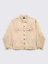 Balenciaga Beige Denim Jacket With Contrast Logo Embroidery In Gold