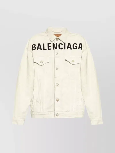 Balenciaga Jacket With Collared Neck And Pockets In White