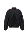 Balenciaga Black Bomber Draped Jacket With Elastic Rear Hem In Tech Fabric Woman In Black