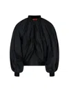 Balenciaga Black Bomber Draped Jacket With Elastic Rear Hem In Tech Fabric Woman In Black