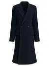Balenciaga Women Godet Midi Double-breasted Wool Coat In Blue