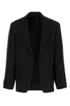 Balenciaga Black Twill And Denim Oversize Blazer In Black
