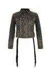Balenciaga Dark Grey Denim Jacket With Laces In Gray