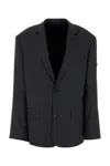 Balenciaga Wool Blazer With Embroidery And Pockets In Gray