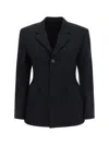 Balenciaga Hourglass Black Single-breasted Jacket With Notched Revers In Wool Woman In Black