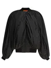 Balenciaga Black Bomber Draped Jacket With Elastic Rear Hem In Tech Fabric Woman In Black