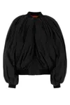 Balenciaga Black Bomber Draped Jacket With Elastic Rear Hem In Tech Fabric Woman In Black