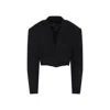 Balenciaga Black Cut Off Single Breasted Jacket In Black