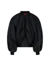Balenciaga Draped Black Bomber Jacket In Technical Micro-faille In Black