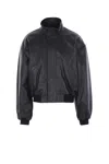 Balenciaga Wool Bomber Jacket High Collar In Black