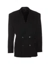 Balenciaga Black Barathea Oversize Cinched Blazer In Black