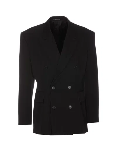 Balenciaga Black Barathea Oversize Cinched Blazer