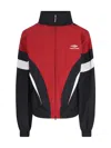 Balenciaga Off-shoulder Cotton Blend Track Jacket In Black
