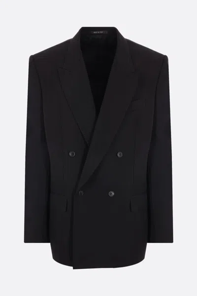 Balenciaga Double-breasted Wool Blazer In Black