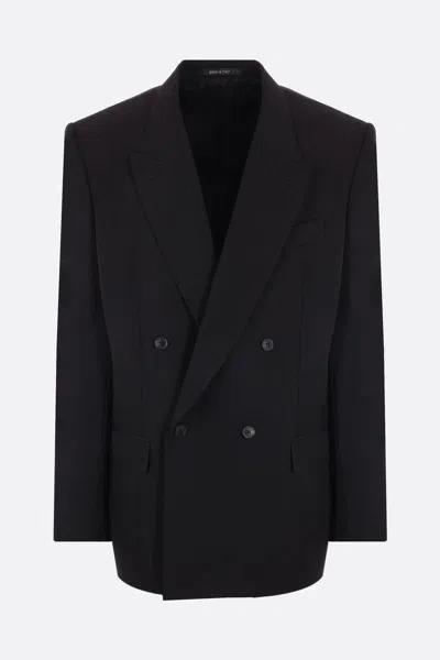 Balenciaga Double-breasted Wool Blazer In Black