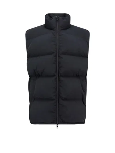 Balenciaga Logo Print Zip-up Down Vest In Black
