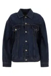 Balenciaga Denim Jacket With Adjustable Waist And Multiple Pockets In Blue