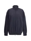 Balenciaga Modern High Collar Jacket Side Pockets In Blue