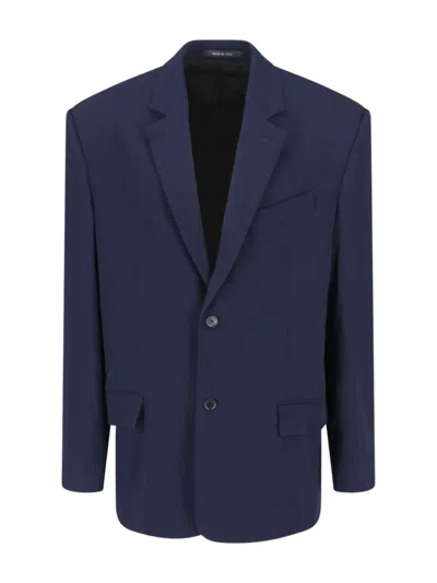 Balenciaga Lapel Buttoned Pockets Front Single-breasted In Blue