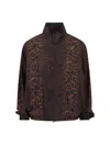 Balenciaga Crepe De Chine Full-zip Jacket With Leopard Print In Brown