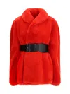 Balenciaga Women Wrap Faux Fur Coat In Red