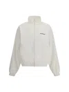 Balenciaga High Collar Zip Jacket With Bold Logo Detailing In White