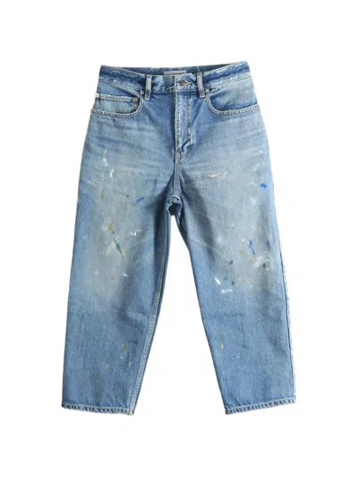 Balenciaga Jackie Capri Distressed Jeans In Blue