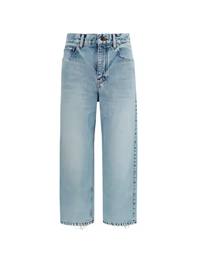 Balenciaga Jackie Capri Distressed Faded-effect Jeans In Blue