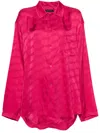 Balenciaga Regular Fit Long Sleeve Jacquard Logo Shirt In Pink