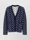Balenciaga All-over Logo Button-up Cardigan In Blue