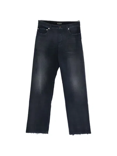 Balenciaga Jean Curved Knee Jellyfish Bleu Nuit Overdyed In Blue