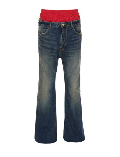 Balenciaga Men Layered Jeans In Blue