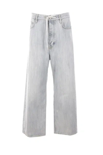 Balenciaga Drawstring Baggy Jeans In Bleached Ring