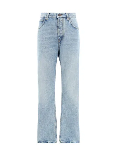 Balenciaga Low Waist Straight Leg Trousers In Blue