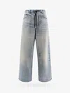 Balenciaga Distressed Drawstring Wide-leg Jeans In Blue