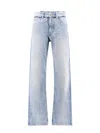 Balenciaga Logo Patch Distressed Jeans In Blue