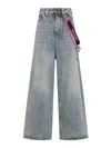 Balenciaga Wide-leg High Waist Jeans With Unique Accessory Chain In Gray