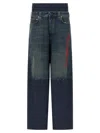 Balenciaga Denim Insert Joggers With Back Pocket In Blue