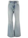Balenciaga Light Blue Flared Jeans With Logo Patch At The Back In Cotton Denim Woman In Light Indigo+madder