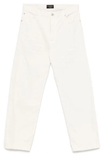 Balenciaga Wide Camel White Jean Pants In Multi