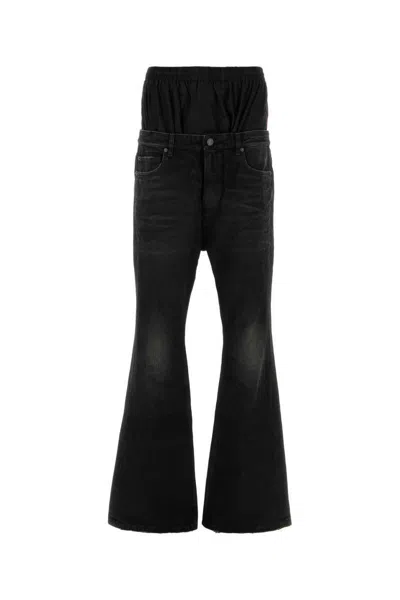 Balenciaga Men Black Denim Jeans In Navy