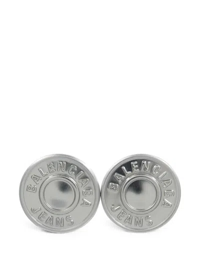 Pre-owned Balenciaga Jeans Stud Earrings In Silver