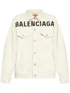 Balenciaga Logo-print Denim Jacket In White
