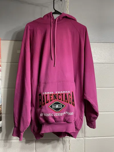 Pre-owned Balenciaga Jersey Apparel Hoodie In Burgundy